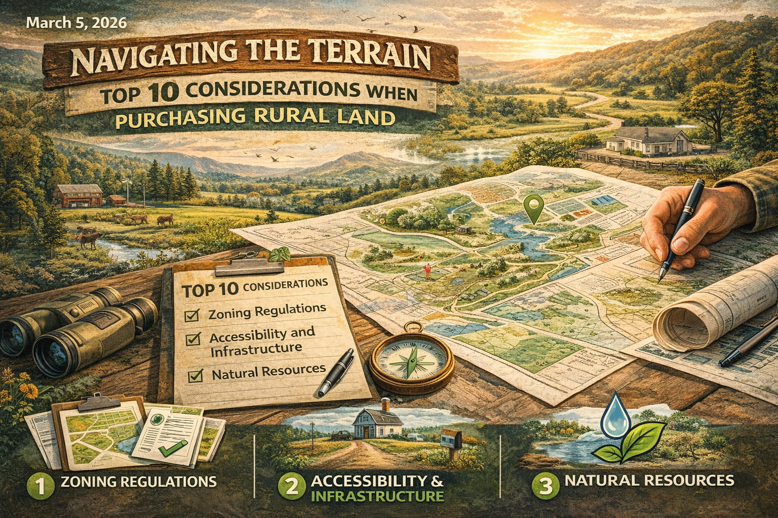 Navigating the Terrain: Top 10 Considerations When Purchasing Rural Land